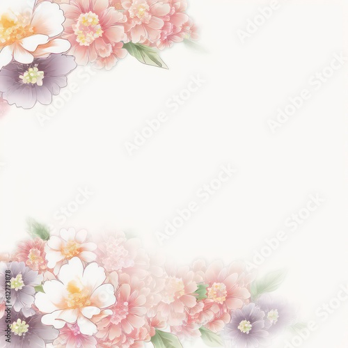 Flowers with copy space. Beautiful flowers wallpaper background with copy space. Generative AI.