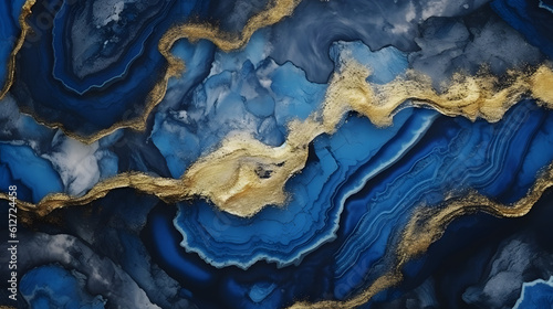 blue crystal marble with gold veins.