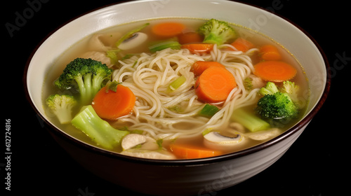 Noodles and vegetable broth taste, Generative Ai