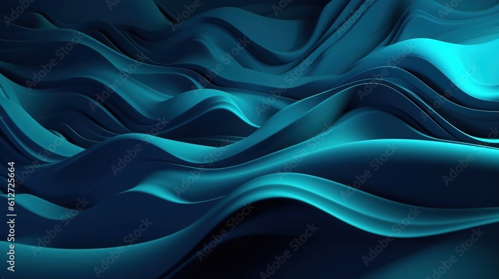 A Blue Wavy Shiny Abstract Background. Generative AI A Blue Wavy Shiny Abstract Background. Generative AI