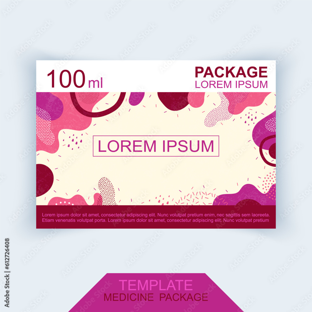 Medicine packaging template. Modern minimalist background pattern. Vector illustration.