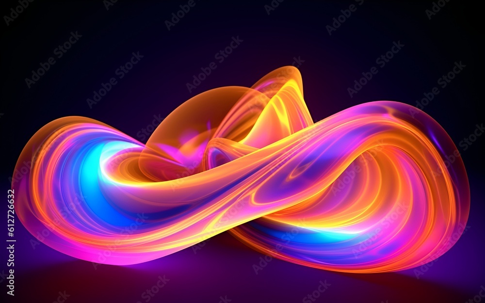 3d render of colorful background with glowing abstract shapes in ultraviolet spectrum, curved neon lines. Futuristic energy concept. 3d render of colorful background with glowing abstract shapes in ultraviolet spectrum, curved neon lines. Futuristic energy concept.