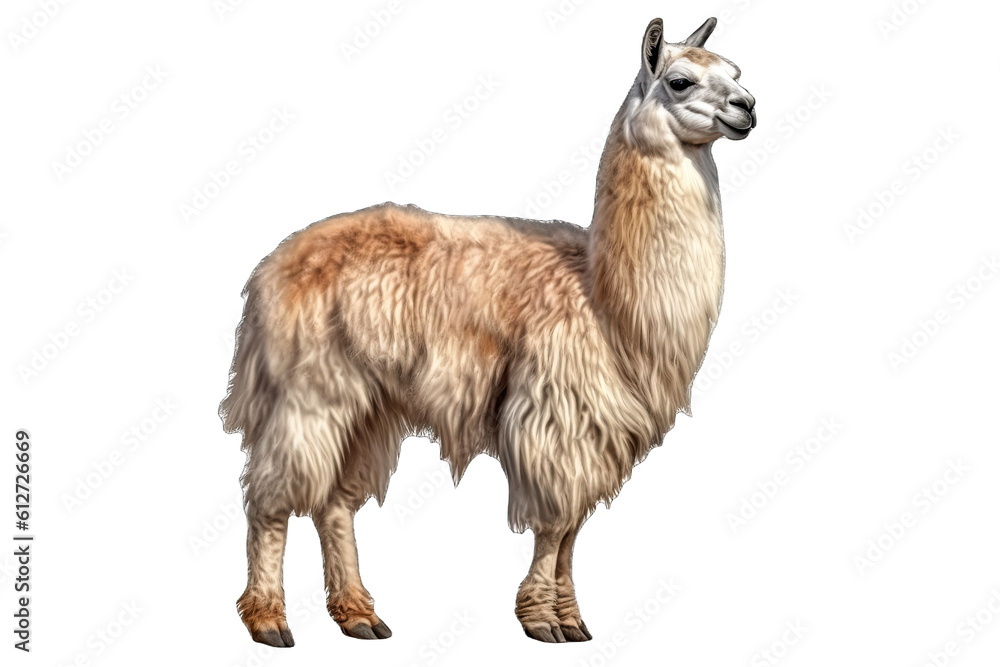 A Llama isolated on transparent background - Generative AI A Llama isolated on transparent background - Generative AI