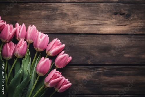 Pink tulips background. Generate Ai