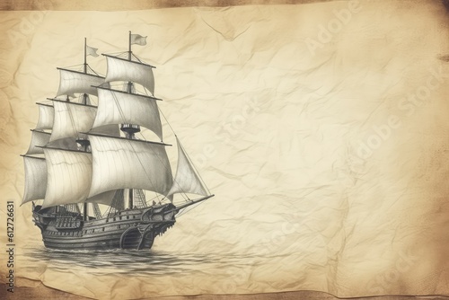 Pirate day ship. Generate Ai photo