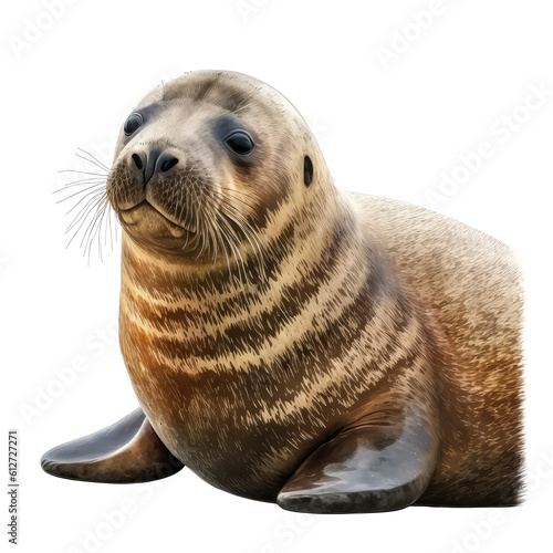 seal looking isolated on white