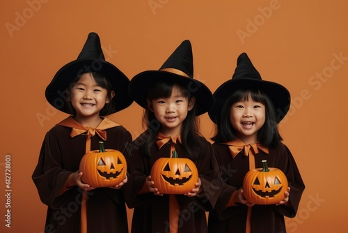An illustration of children wearing a halloween costume , AI Generated