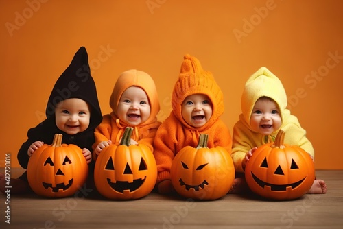An illustration of children wearing a halloween costume , AI Generated