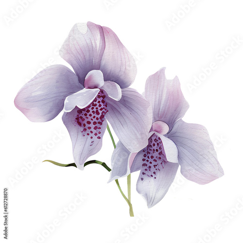 beautiful watercolor thai pink purple orchid flower, AI Generative