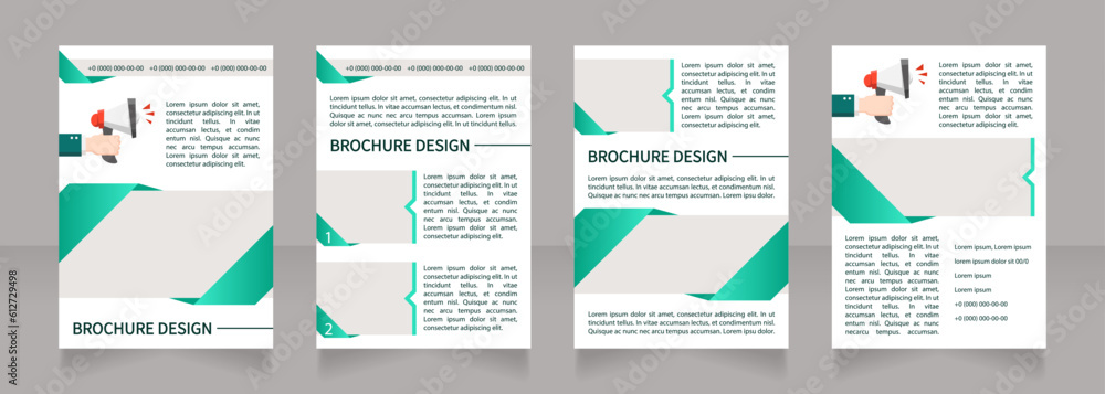Recruitment process outsourcing blank brochure layout design. Vertical poster template set with empty copy space for text. Premade corporate reports collection. Editable flyer 4 paper pages