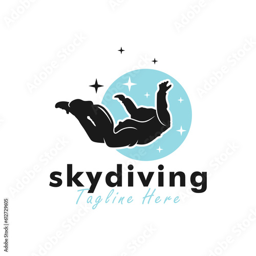 logo design of person doing skydiving