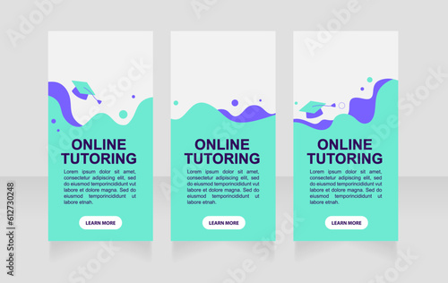 Language online tutor web banner design template. Vector flyer with text space. Advertising placard with customized copyspace. Promotional printable poster for advertising. Graphic layout