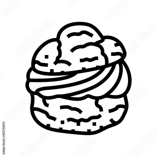 vanilla cream puff food snack line icon vector. vanilla cream puff food snack sign. isolated contour symbol black illustration