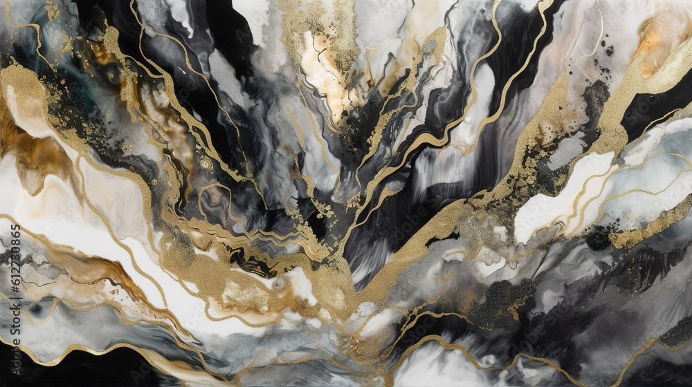 Golden Malachite Marble Texture. Generative AI