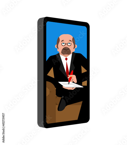 Online psychologist. psychotherapist conducts an appointment via the Internet