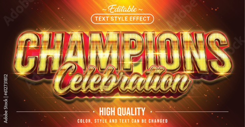 Editable text style effect - Champions Celebration text style theme.