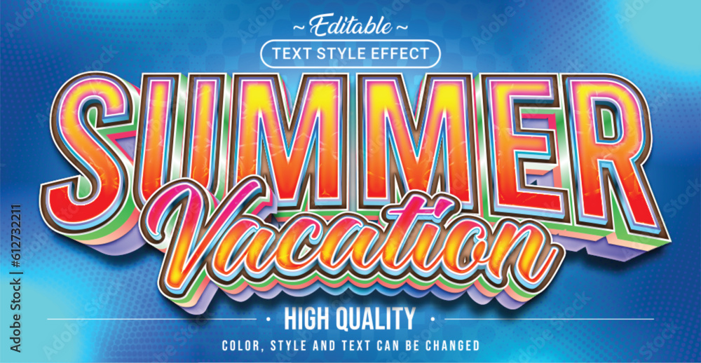 Obraz premium Editable text style effect - Summer Vacation text style theme.