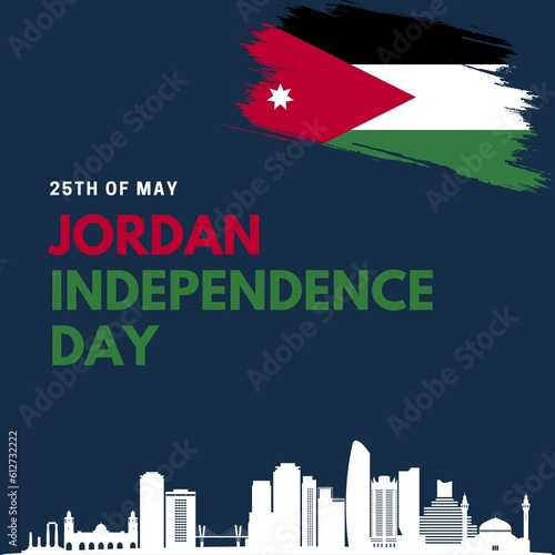 Jordan Independence Day Greeting Card. Flying Balloons in Jordan National Colors. Happy Independence Day Jordan Vector Illustration.