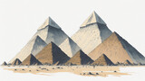 Watercolor modern landscape Pyramids of Giza, Egypt, travel and tourism concept.