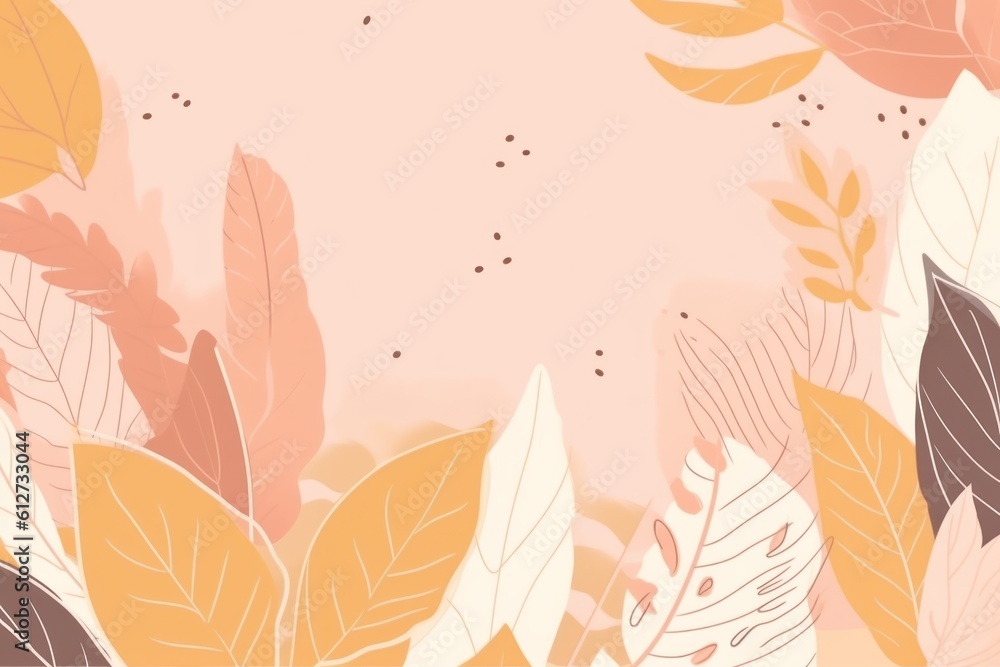 Autumn leaves pastel background. Generative AI