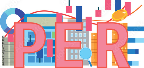 PER (Price Earnings Ratio)の文字イラスト