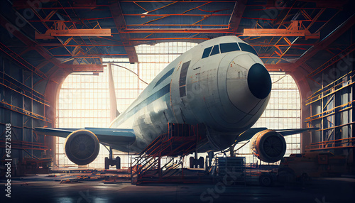 modern aircraft in the hangar