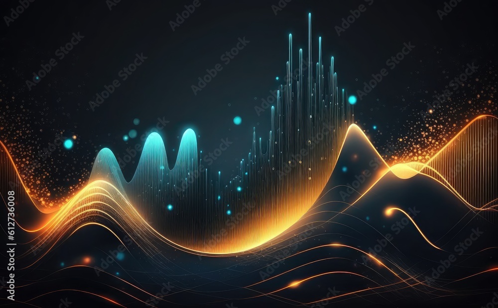 Obraz premium Gold and blue color energy line of realms. Generative AI.