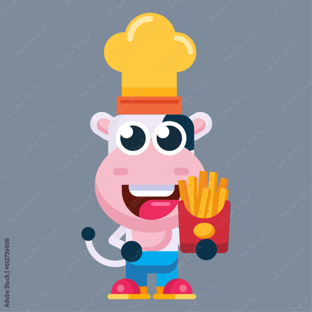 Funny cartoon cow flat design illustration Funny cartoon cow flat design illustration
