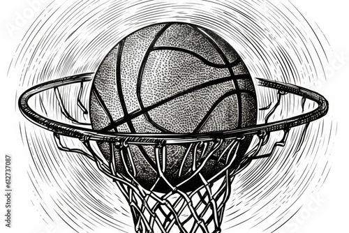basketball basket shot hoop, hand drawn sketch © waranyu