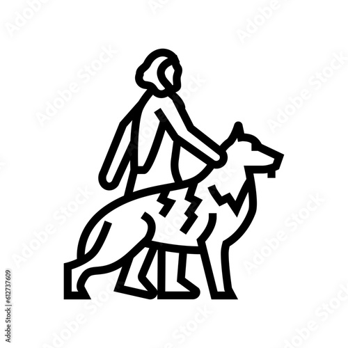 domestication animals human evolution line icon vector. domestication animals human evolution sign. isolated contour symbol black illustration