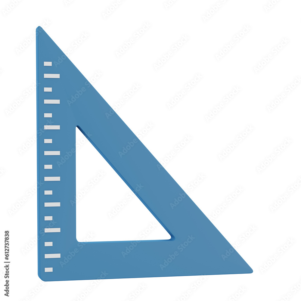 blue triangle ruler 3d render icon blue triangle ruler 3d render icon