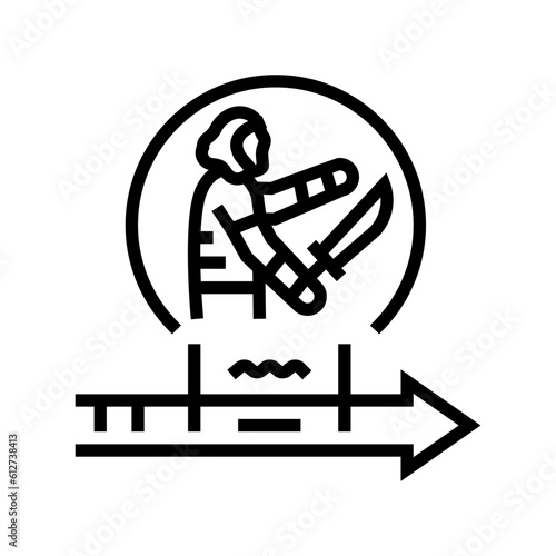 iron age human evolution line icon vector. iron age human evolution sign. isolated contour symbol black illustration