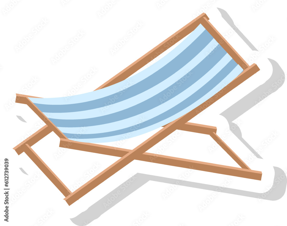 Beach Chair Sticker Vector Illustration