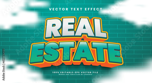 Real estate 3d editable vector text effect.