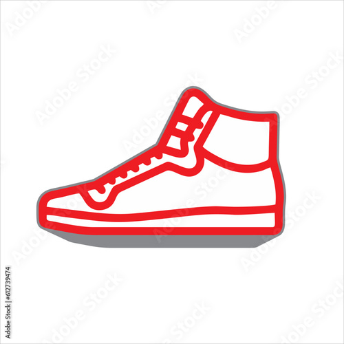 Sneaker shoe icon linear logo mark in red and white