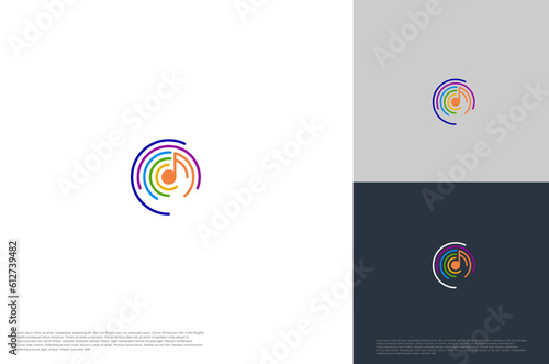 smusic icon with music note circle lines illustration concept logo template flat style. Voice equalizer idea. Modern creative vector