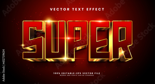 Luxury super 3d editable vector text effect. Modern concept text effect, with combination red and gold colors.