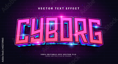 Fotografie, Tablou Luxury cyborg 3d editable vector text effect