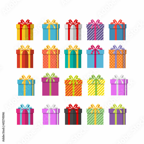 set of gift bock vector icon