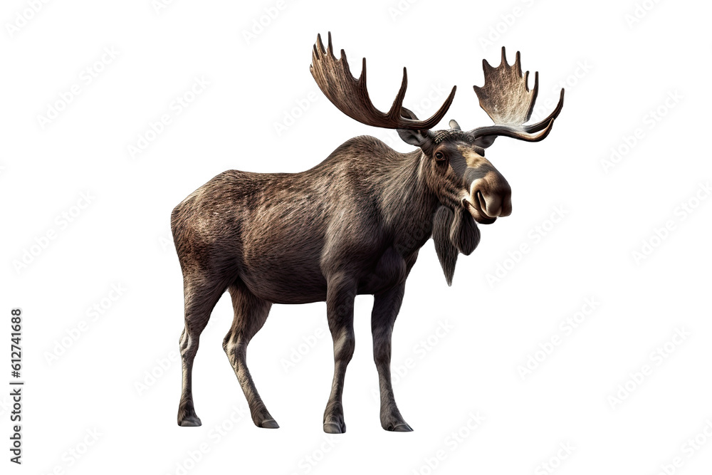 A moose isolated on transparent background - Generative AI A moose isolated on transparent background - Generative AI