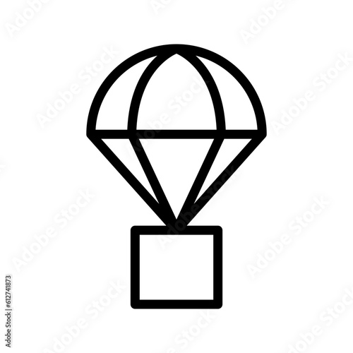 Parachute drop shipping vector thin line icon color editable