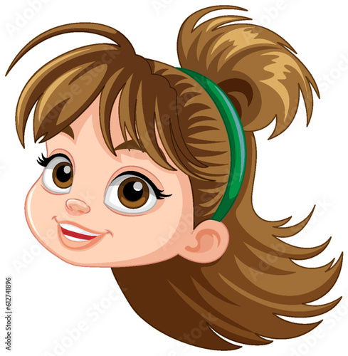 Girl with brown hair cartoon face