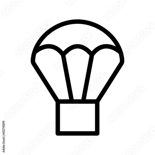Parachute drop shipping vector thin line icon color editable