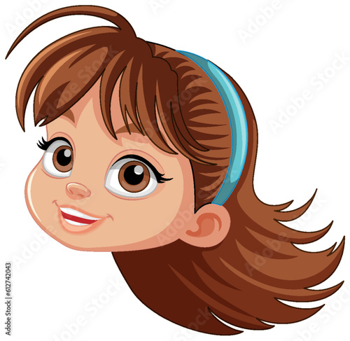Girl with brown hair cartoon face