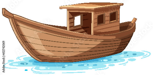 Wooden Boat Isolated on White Background