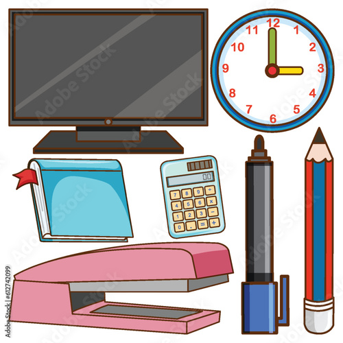 Set of stationery simple cartoon