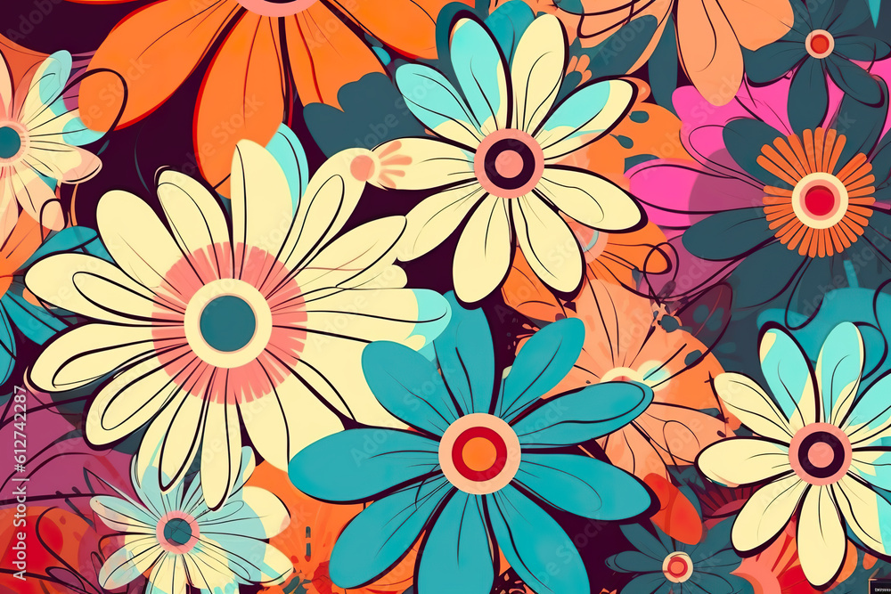 custom made wallpaper toronto digitalA bunch of colorful flowers on a black background. Generative AI.