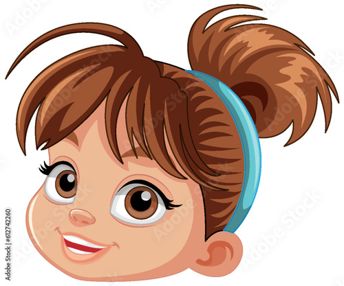 Girl with brown hair cartoon face