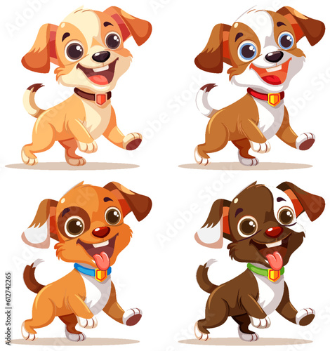 Set of cute dog cartoon character