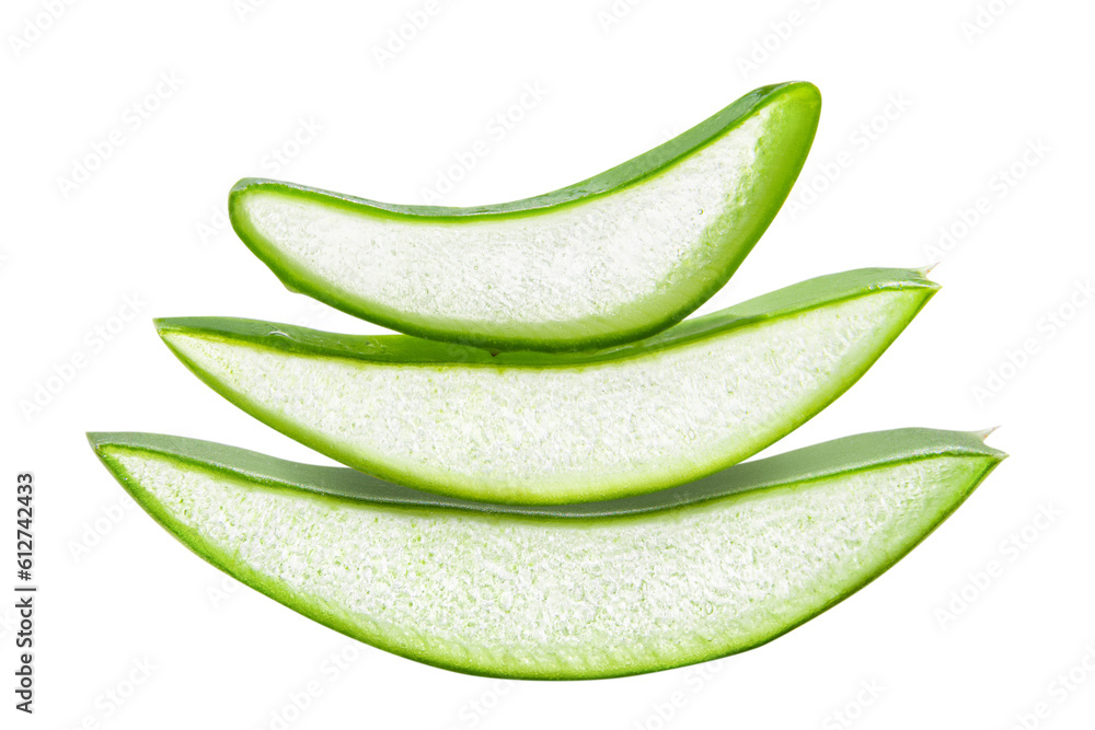 Slides, pieces of green fresh aloe vera. On a blank background. PNG Slides, pieces of green fresh aloe vera. On a blank background. PNG